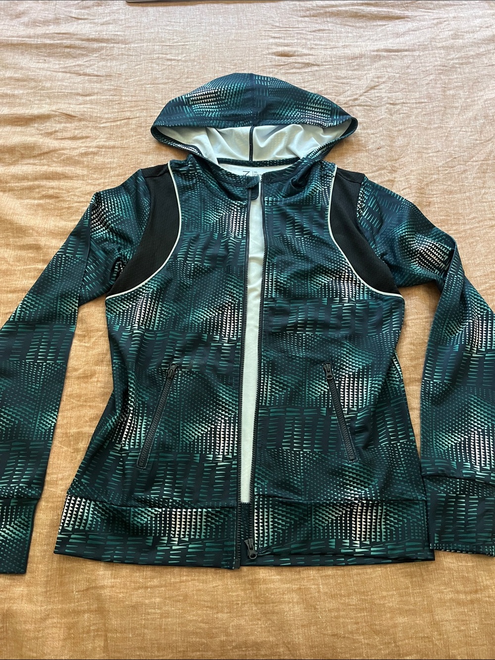 Zella teal and yellow athletic jacket new with tag XL